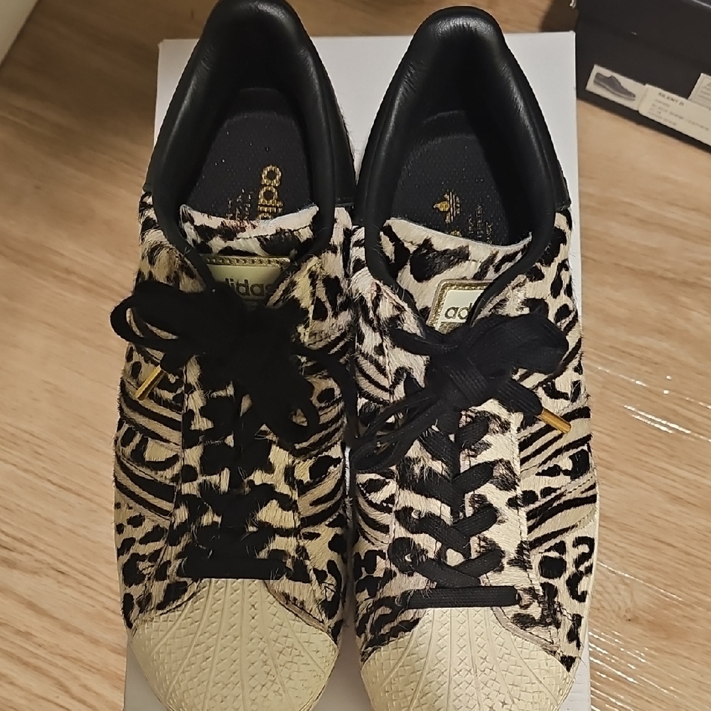 adidas Women’s Leopard Print Sneakers in Beige, Black and Gold